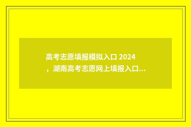 高考志愿填报模拟入口 2024，湖南高考志愿网上填报入口 高考志愿填报模拟入口2024