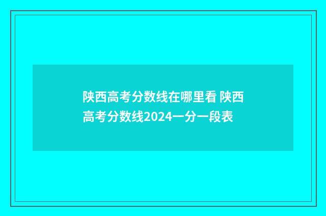 陕西高考分数线在哪里看 陕西高考分数线2024一分一段表