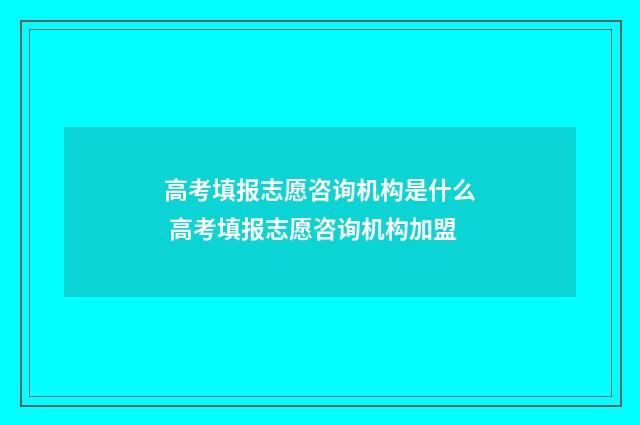 高考填报志愿咨询机构是什么 高考填报志愿咨询机构加盟
