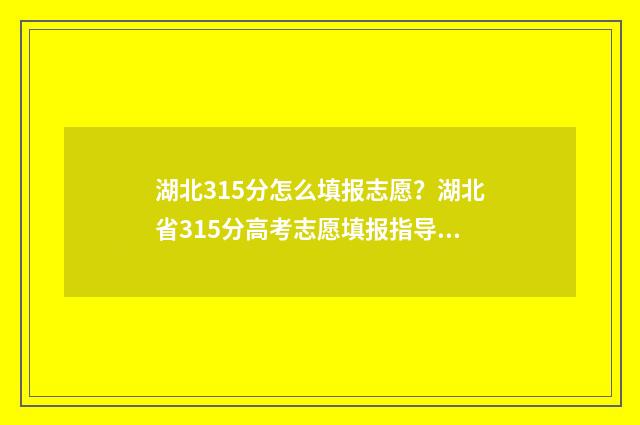 湖北315分怎么填报志愿？湖北省315分高考志愿填报指导 315分可以报什么学校