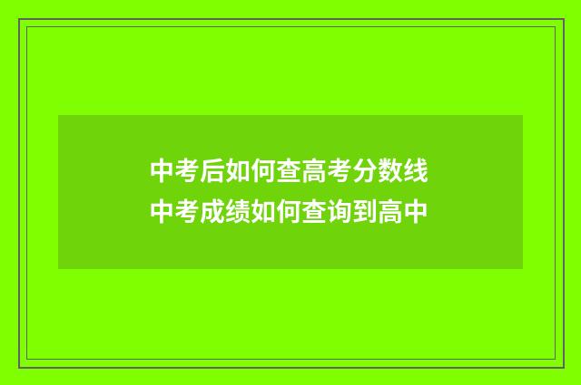 中考后如何查高考分数线 中考成绩如何查询到高中