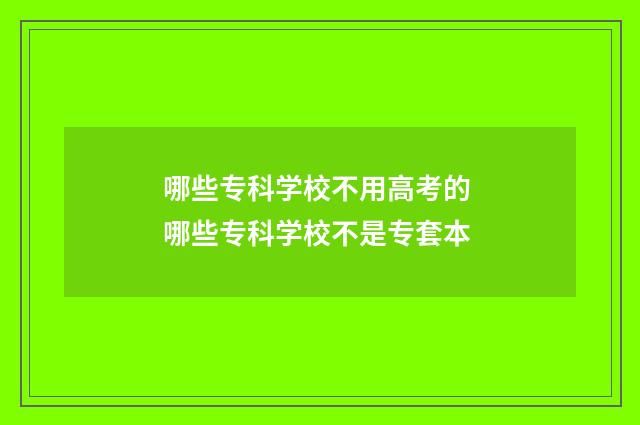 哪些专科学校不用高考的 哪些专科学校不是专套本