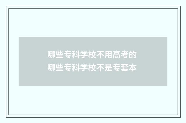 哪些专科学校不用高考的 哪些专科学校不是专套本