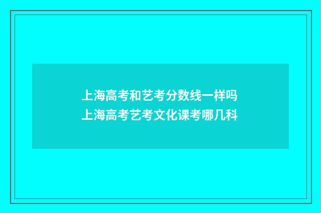 上海高考和艺考分数线一样吗 上海高考艺考文化课考哪几科