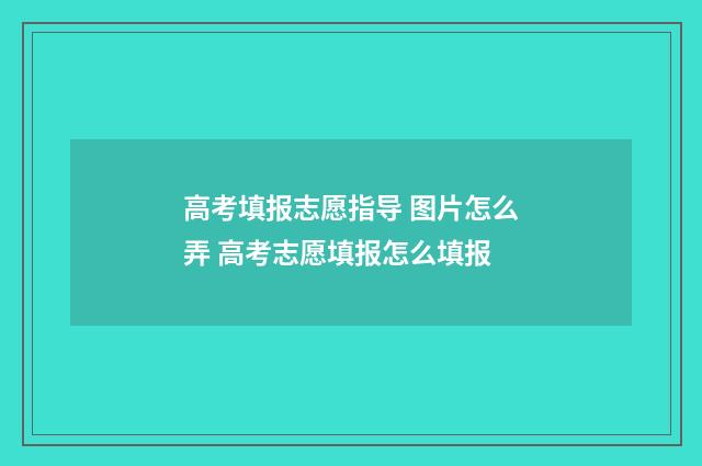 高考填报志愿指导 图片怎么弄 高考志愿填报怎么填报