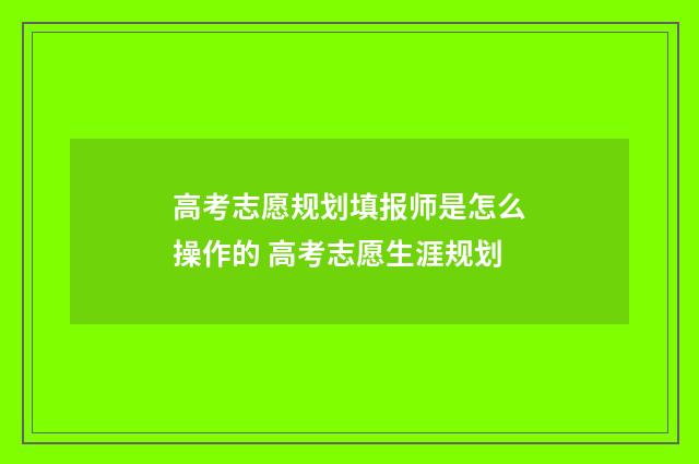 高考志愿规划填报师是怎么操作的 高考志愿生涯规划