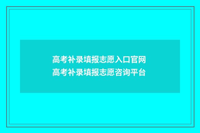 高考补录填报志愿入口官网 高考补录填报志愿咨询平台