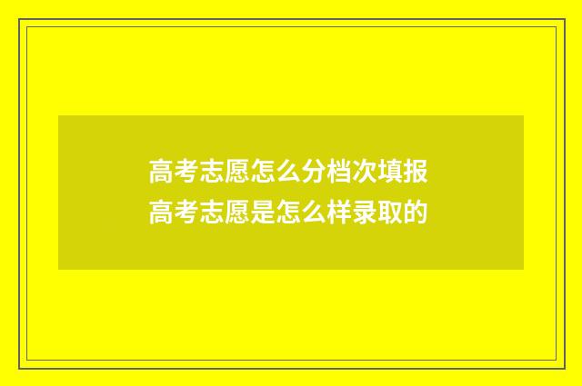 高考志愿怎么分档次填报 高考志愿是怎么样录取的