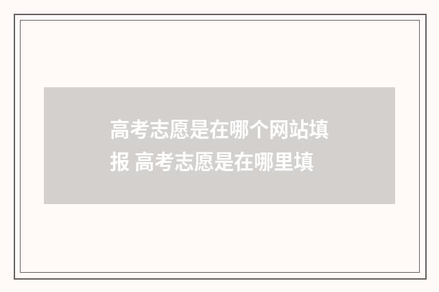 高考志愿是在哪个网站填报 高考志愿是在哪里填