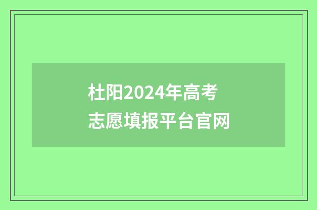 杜阳2024年高考志愿填报平台官网