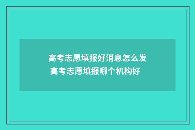 高考志愿填报好消息怎么发 高考志愿填报哪个机构好