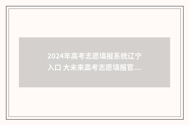 2024年高考志愿填报系统辽宁入口 大未来高考志愿填报官网