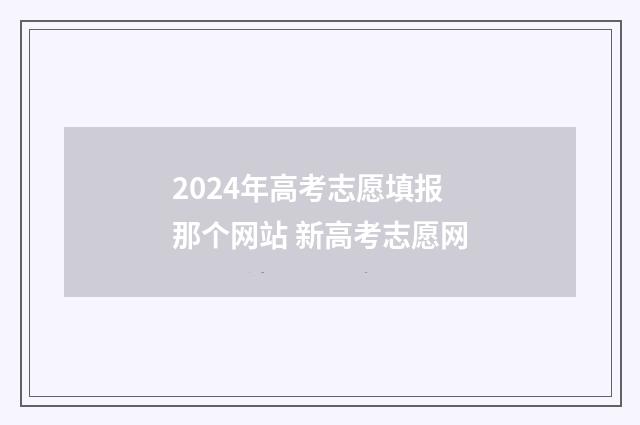 2024年高考志愿填报那个网站 新高考志愿网
