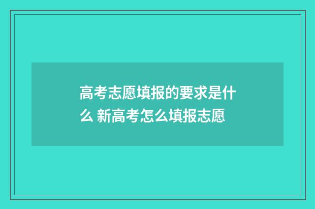 高考志愿填报的要求是什么 新高考怎么填报志愿