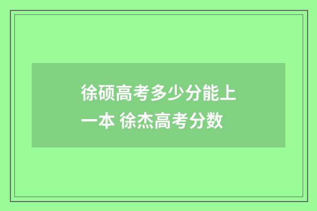 徐硕高考多少分能上一本 徐杰高考分数