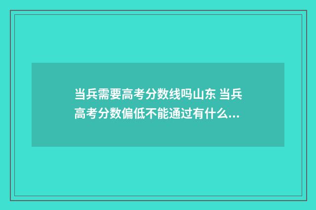 当兵需要高考分数线吗山东 当兵高考分数偏低不能通过有什么办法