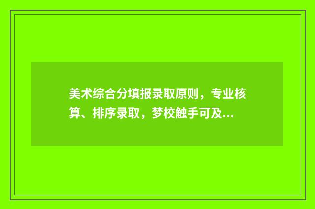 美术综合分填报录取原则，专业核算、排序录取，梦校触手可及 美术 综合分