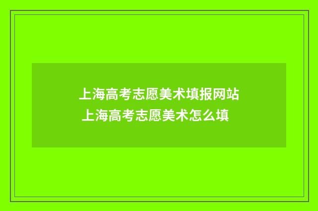 上海高考志愿美术填报网站 上海高考志愿美术怎么填