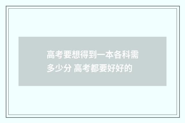 高考要想得到一本各科需多少分 高考都要好好的