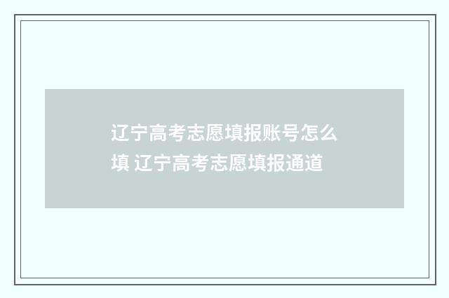 辽宁高考志愿填报账号怎么填 辽宁高考志愿填报通道