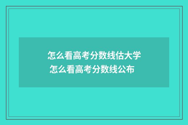 怎么看高考分数线估大学 怎么看高考分数线公布