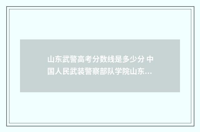山东武警高考分数线是多少分 中国人民武装警察部队学院山东录取分数线