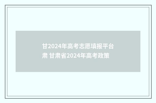 甘2024年高考志愿填报平台肃 甘肃省2024年高考政策