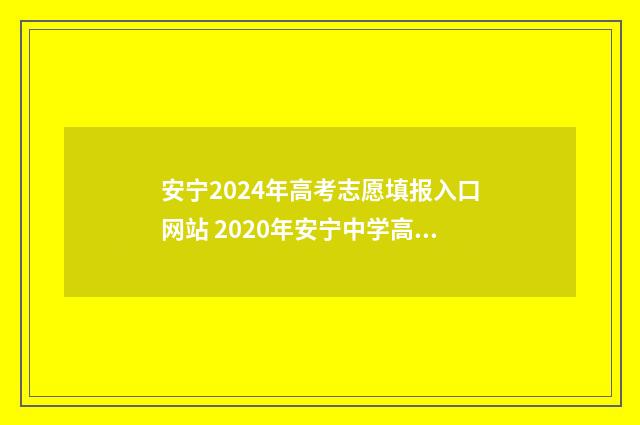 安宁2024年高考志愿填报入口网站 2020年安宁中学高考成绩