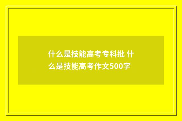 什么是技能高考专科批 什么是技能高考作文500字