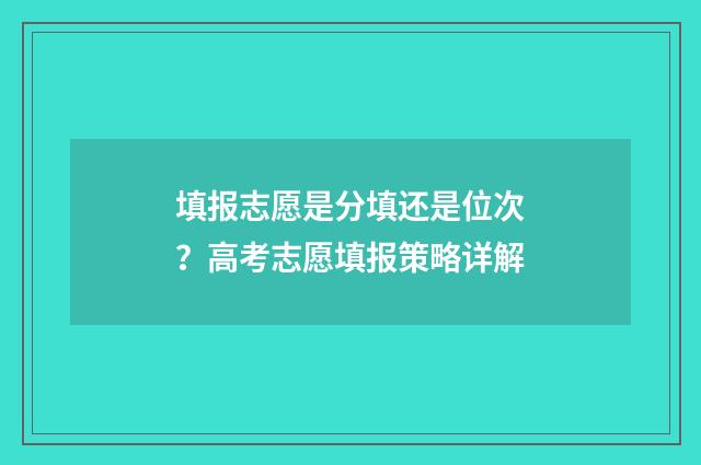 填报志愿是分填还是位次？高考志愿填报策略详解