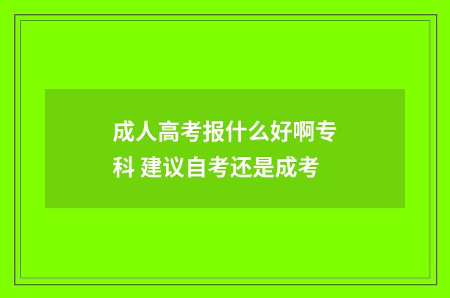 成人高考报什么好啊专科 建议自考还是成考