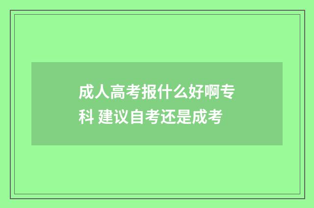 成人高考报什么好啊专科 建议自考还是成考