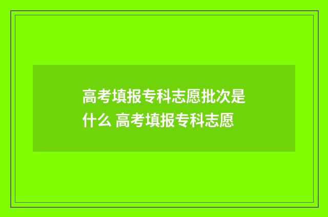 高考填报专科志愿批次是什么 高考填报专科志愿