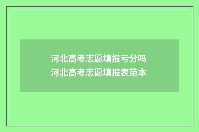 河北高考志愿填报亏分吗 河北高考志愿填报表范本