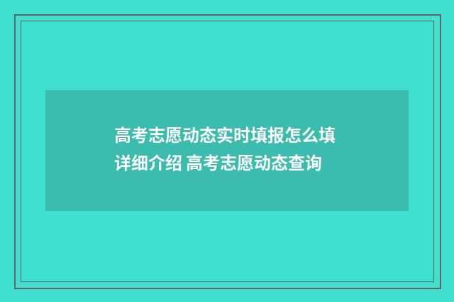 高考志愿动态实时填报怎么填 详细介绍 高考志愿动态查询