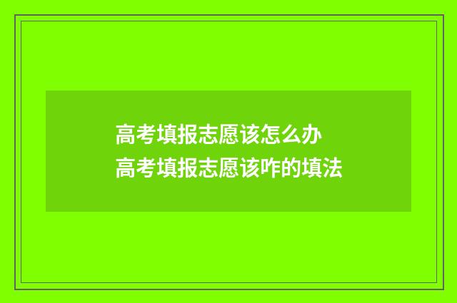 高考填报志愿该怎么办 高考填报志愿该咋的填法