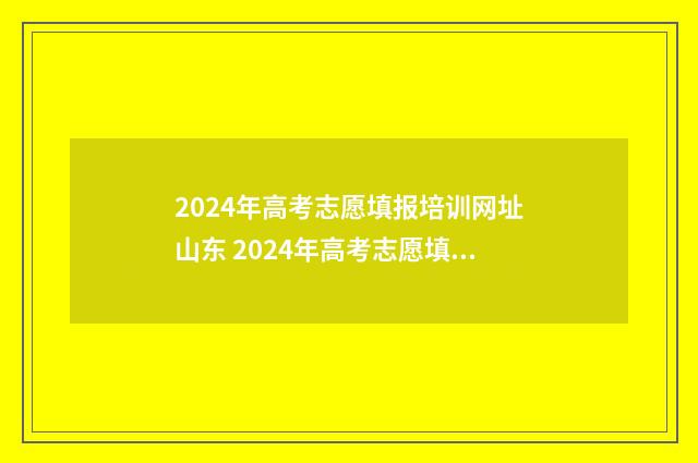 2024年高考志愿填报培训网址山东 2024年高考志愿填报指南电子版