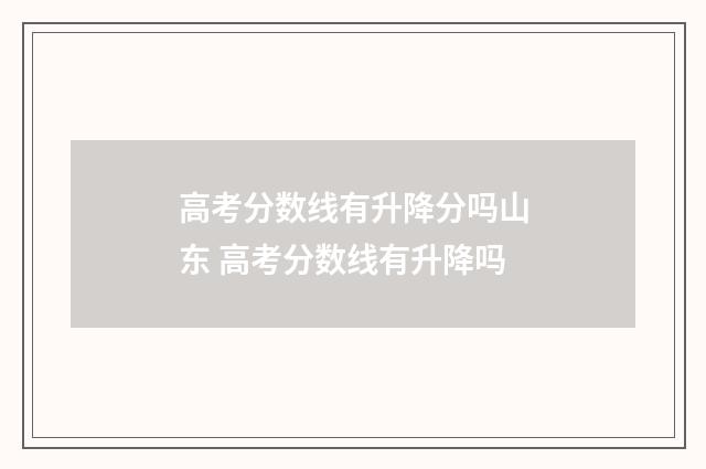 高考分数线有升降分吗山东 高考分数线有升降吗