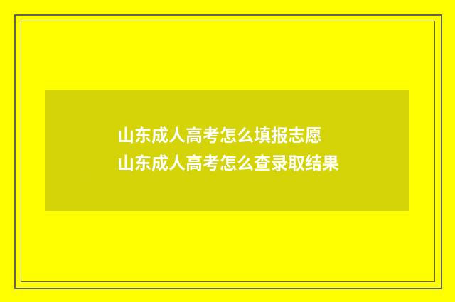 山东成人高考怎么填报志愿 山东成人高考怎么查录取结果