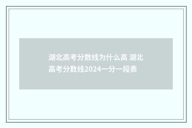 湖北高考分数线为什么高 湖北高考分数线2024一分一段表