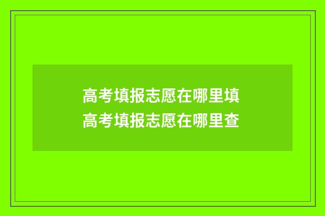 高考填报志愿在哪里填 高考填报志愿在哪里查