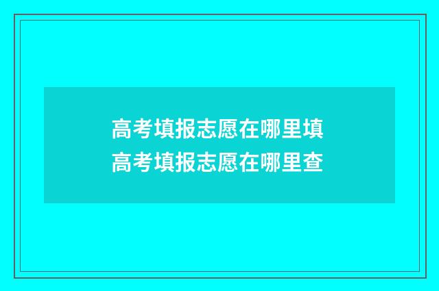 高考填报志愿在哪里填 高考填报志愿在哪里查