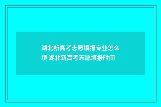 湖北新高考志愿填报专业怎么填 湖北新高考志愿填报时间
