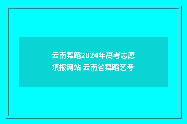云南舞蹈2024年高考志愿填报网站 云南省舞蹈艺考