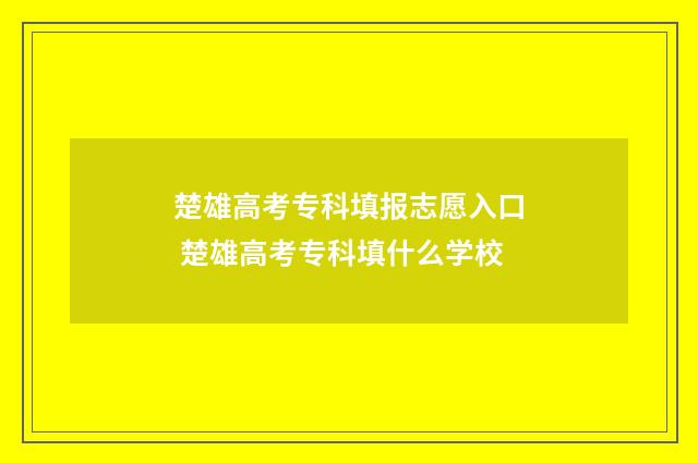 楚雄高考专科填报志愿入口 楚雄高考专科填什么学校