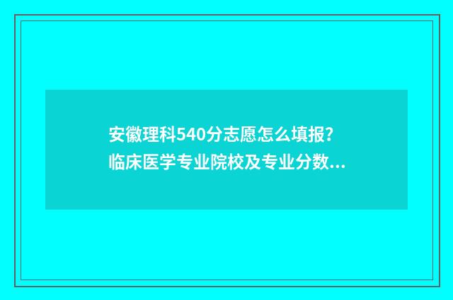 安徽理科540分志愿怎么填报？临床医学专业院校及专业分数线汇总 安徽理科544分