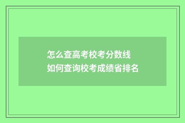 怎么查高考校考分数线 如何查询校考成绩省排名