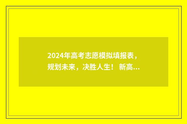 2024年高考志愿模拟填报表，规划未来，决胜人生！ 新高考志愿网