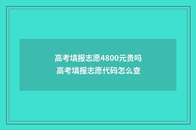 高考填报志愿4800元贵吗 高考填报志愿代码怎么查
