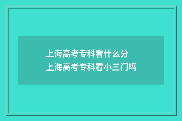 上海高考专科看什么分 上海高考专科看小三门吗